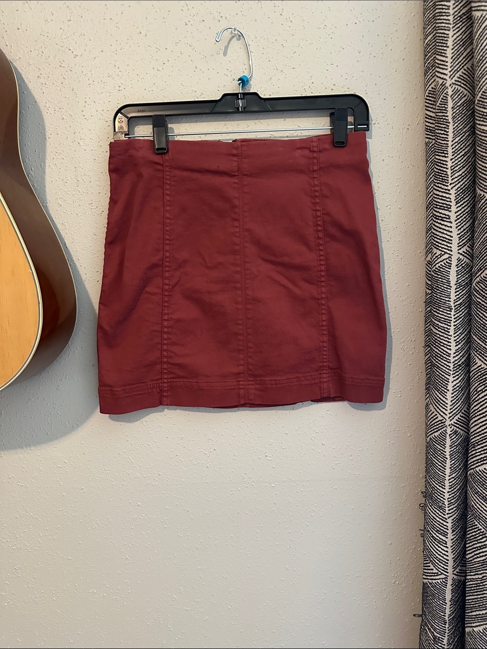 Burgundy Cotton Mini Skirt